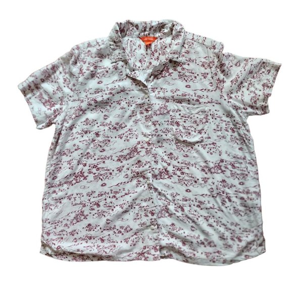 Joe Fresh Men's Size L Graphic Print Short Sleeve Button Up Lightweight Summer - Picture 2 of 14